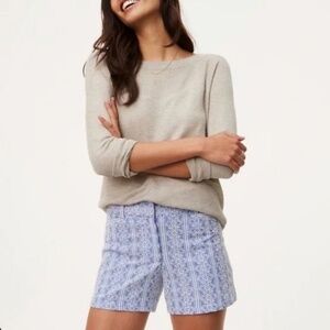 LOFT 'the riviera short' in Blue and White Embroidery 12